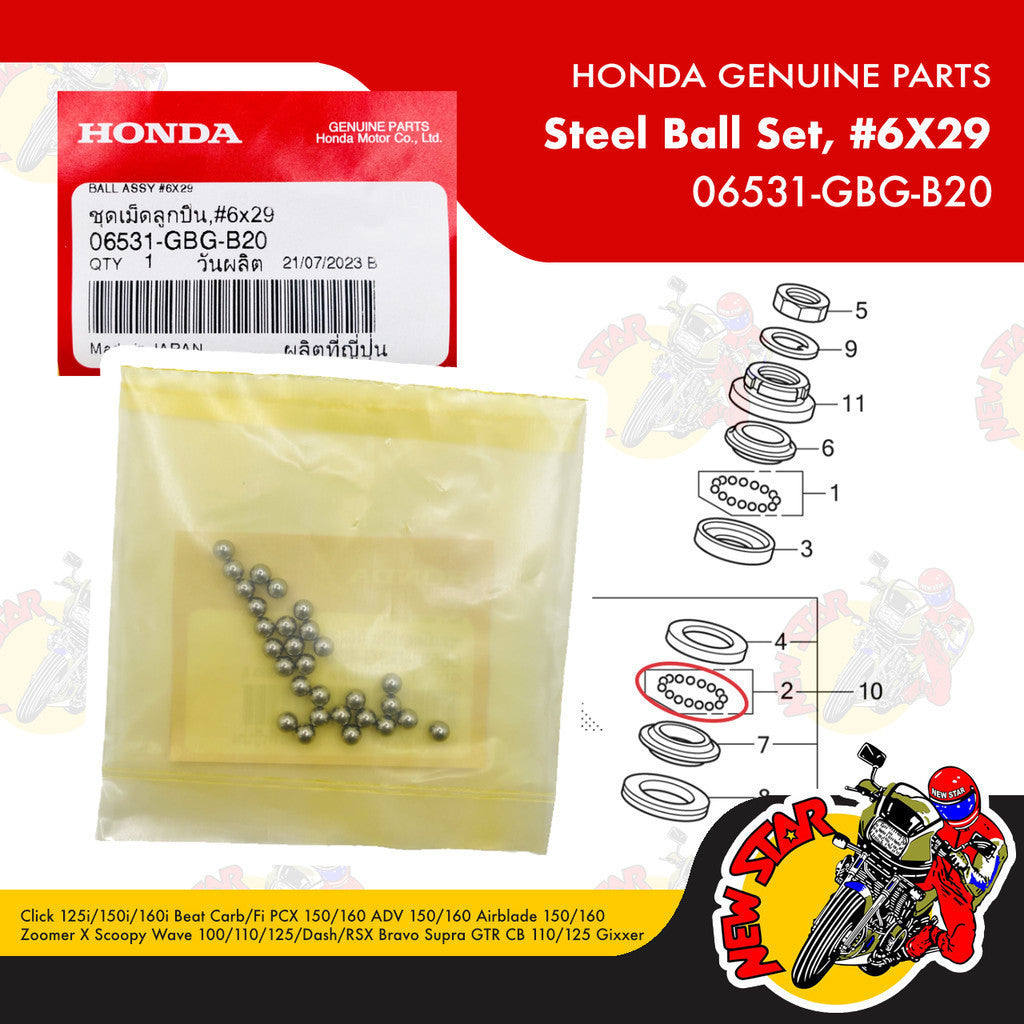 Click 125i/150i/160i Beat Carb/Fi PCX 150/160 ADV 150/160 Ball Race Kit | Genuine Honda parts