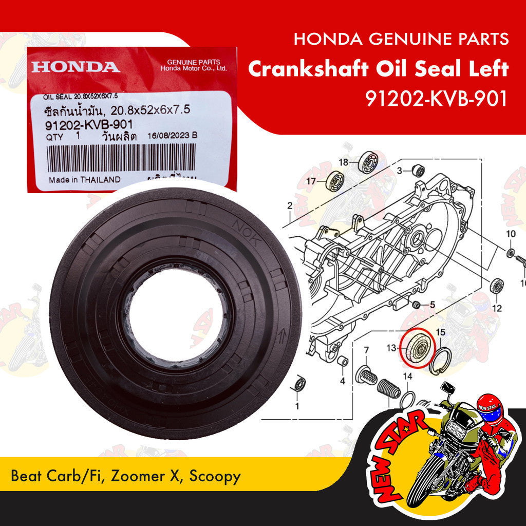 91202-KVB-901 | Crankshaft Oil Seal Left | Genuine Honda parts | Beat Carb/Fi Zoomer X Scoopy