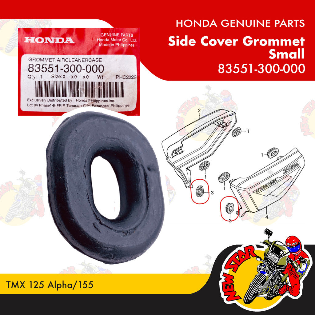 83551-300-000 | Side Cover Grommet Small | Genuine Honda parts | TMX 125 Alpha/155