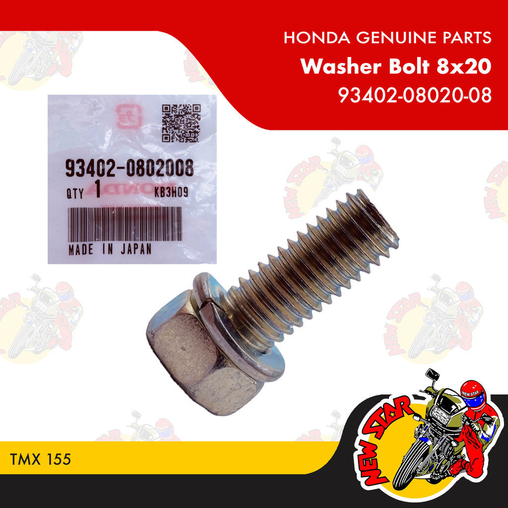 93402-08020-08 | Footrest Washer Bolt 8x20 | Genuine Honda parts | TMX 155