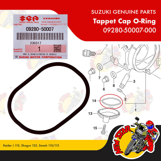 09280-50007-000 | Tappet Cap O-Ring | Genuine Suzuki parts | Raider J 110 Shogun 125 Smash 110/115