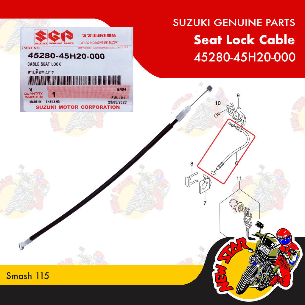 45280-45H20-000 | Seat Lock Cable | Genuine Suzuki parts | Smash 115
