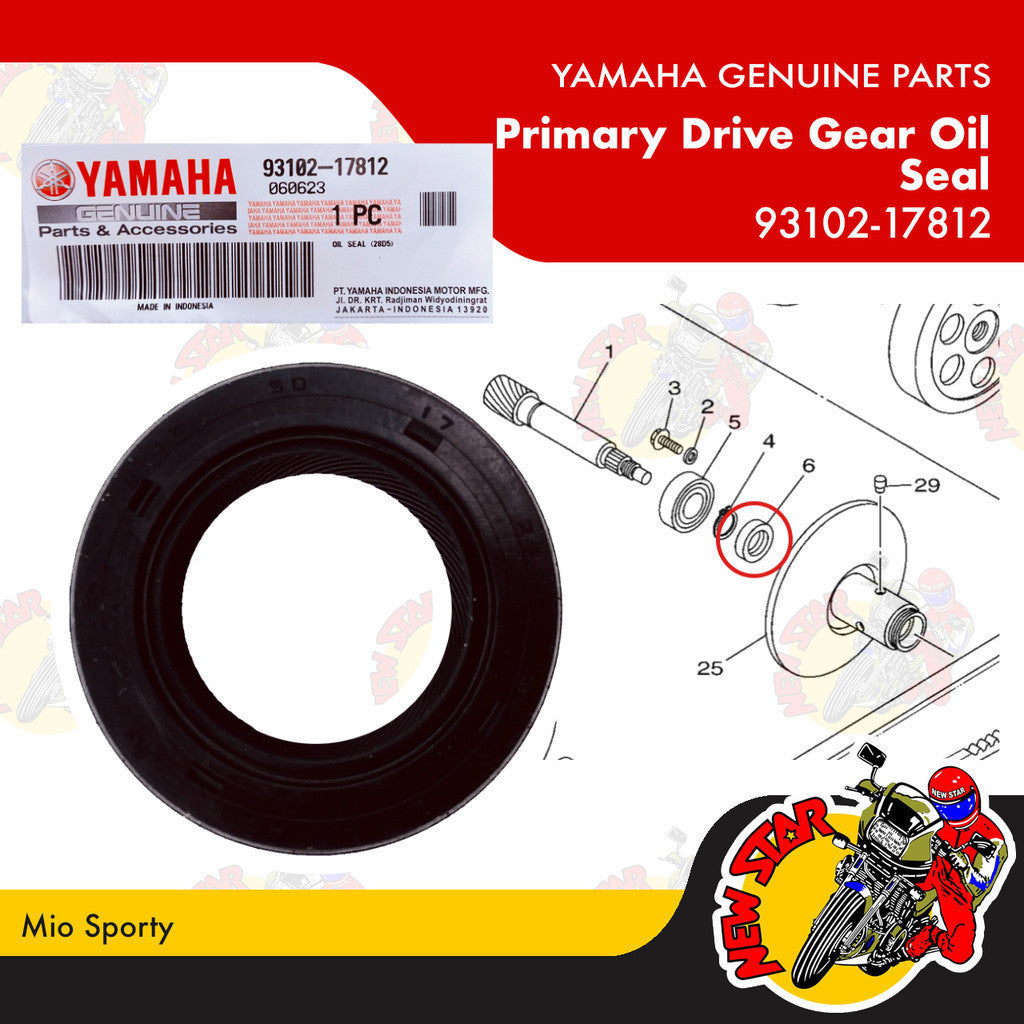 93102-17812 | Primary Drive Gear Oil Seal | Genuine Yamaha parts | Mio Sporty