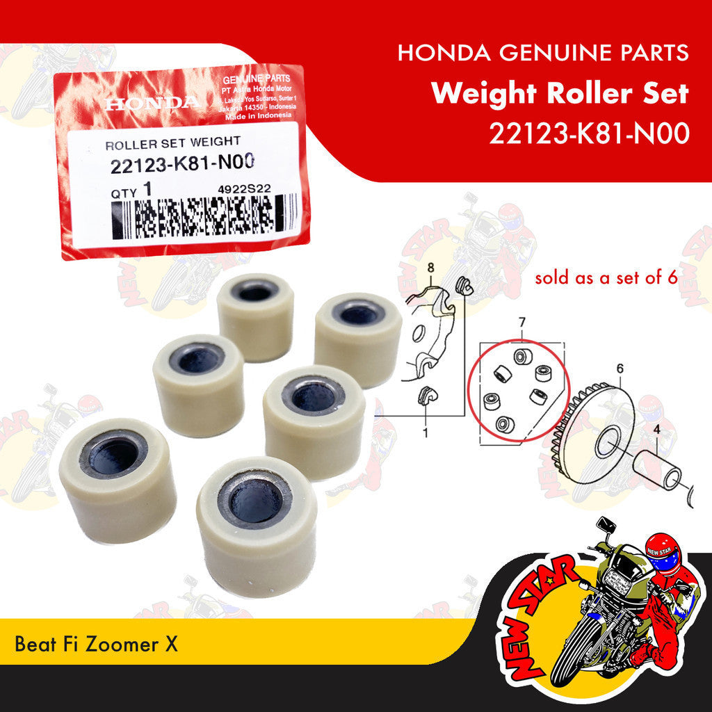 22123-K81-N00 | Weight Roller Set | Genuine Honda parts | Beat Fi Zoomer X