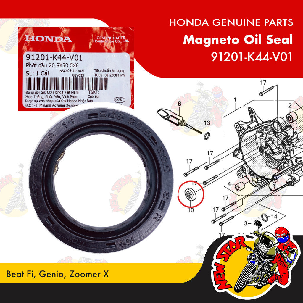 91201-K44-V01 | Magneto Oil Seal | Genuine Honda parts | Beat Fi Zoomer X Gixxer