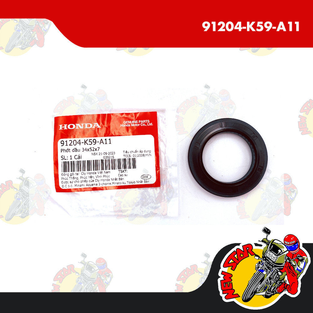 91204-K59-A11 | 34X52X7 Oil Seal | Genuine Honda parts | Click 125i/150i Beat Fi PCX 150/160