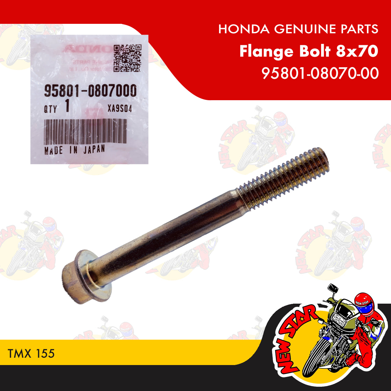 95801-08070-00 | Flange Bolt 8x70 | Genuine Honda parts | TMX 155
