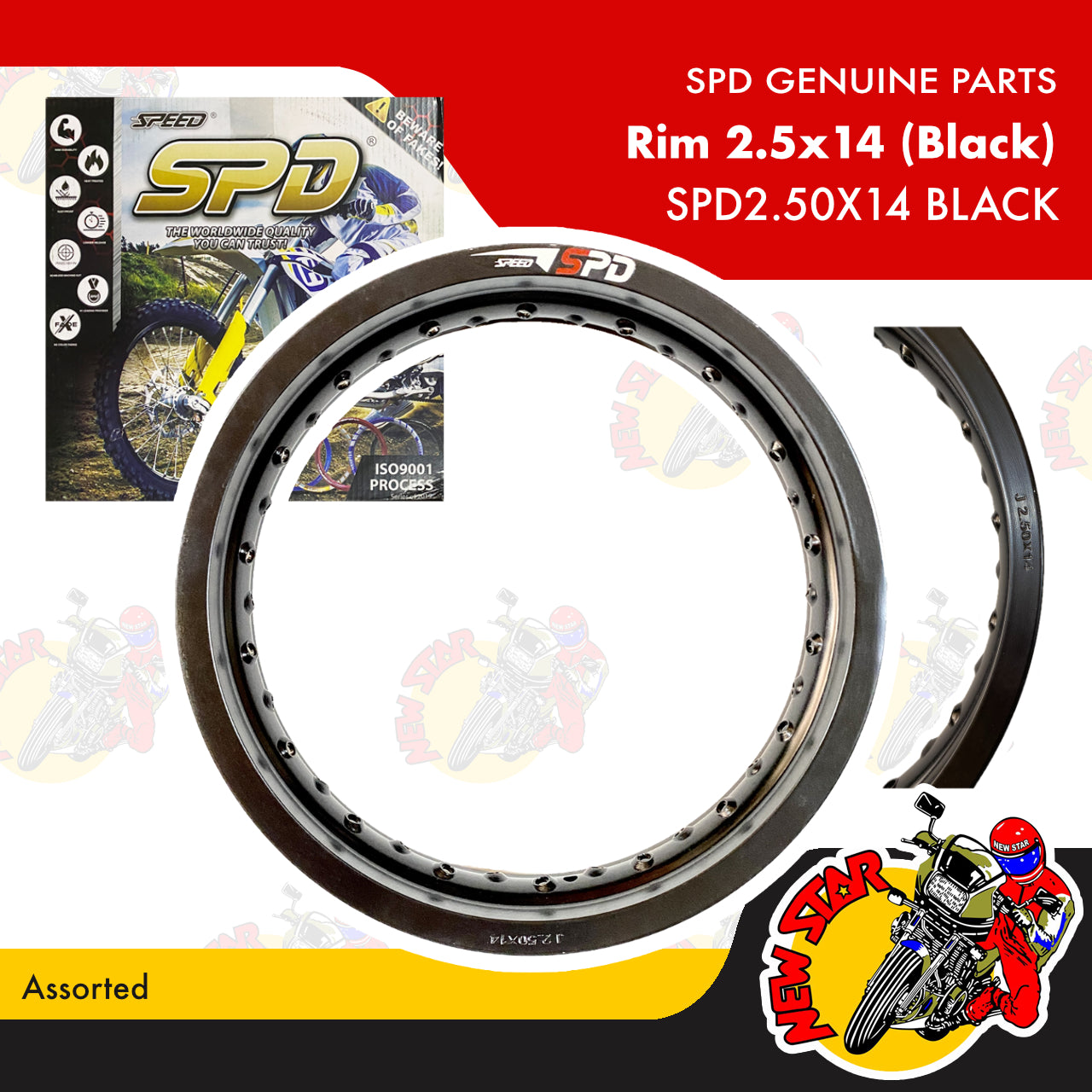 SPD2.50X14 Black | Alloy Rim 2.5x14 (Black) | Genuine SPD parts | Mio i 125