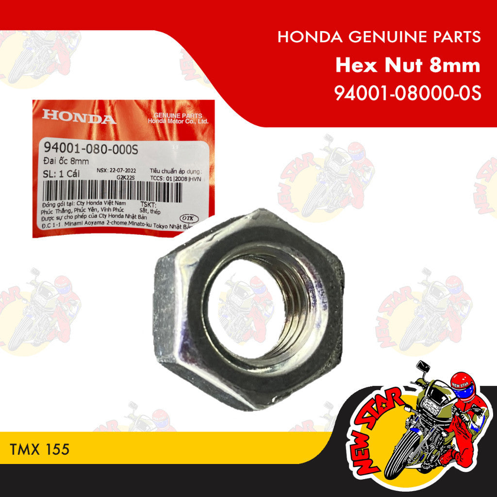 94001-08000-0S | Hex Nut 8mm | Genuine Honda parts | TMX 155