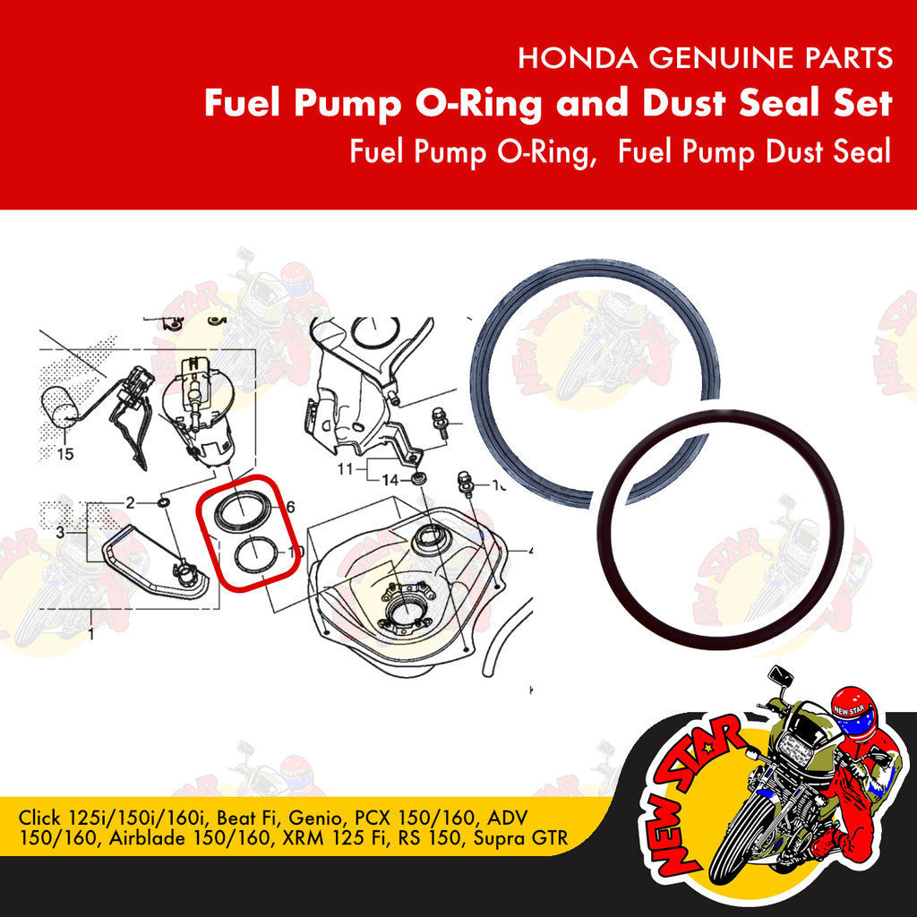 Click 125i/150i Beat Fi PCX 150/160 Fuel Pump O-Ring And Dust Seal Set | Genuine Honda parts