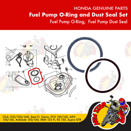 Click 125i/150i Beat Fi PCX 150/160 Fuel Pump O-Ring And Dust Seal Set | Genuine Honda parts