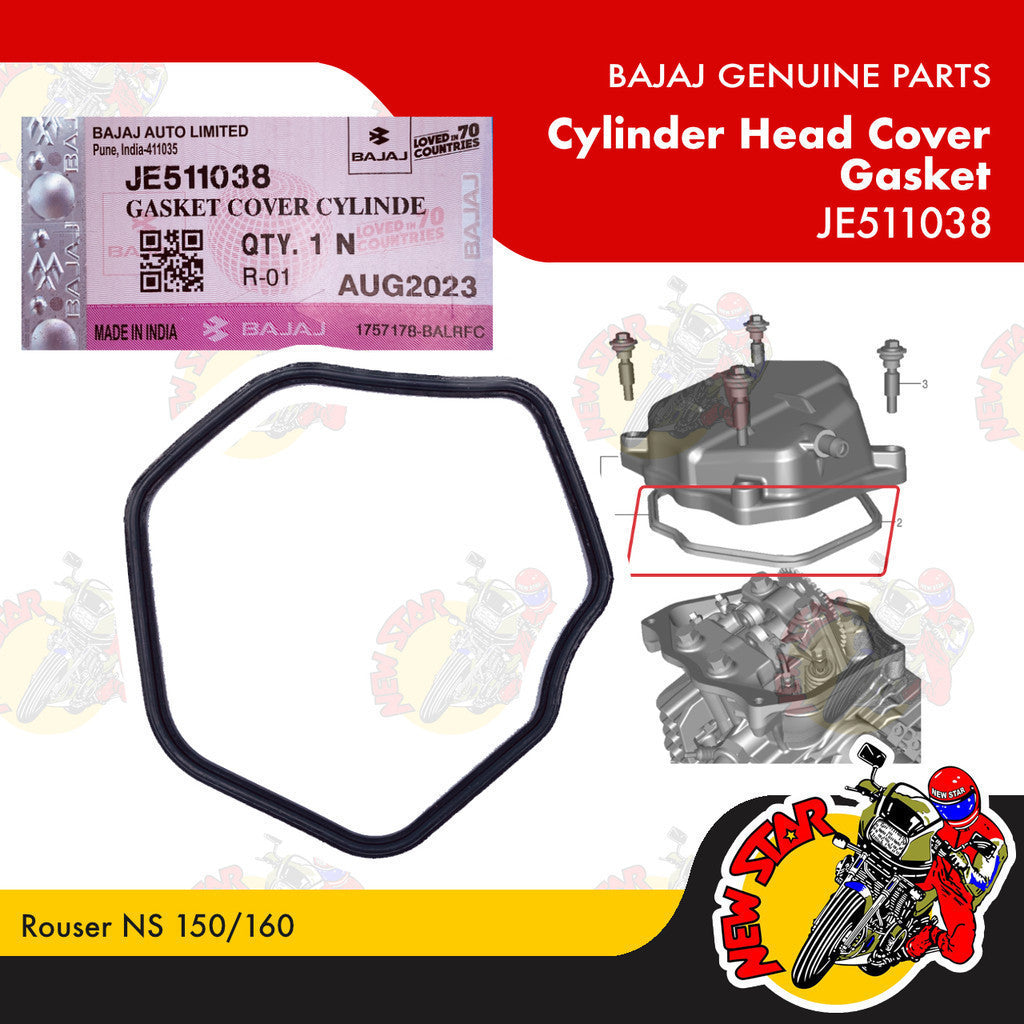 JE511038 | Cylinder Head Cover Gasket | Genuine Bajaj parts | Rouser NS 150/160