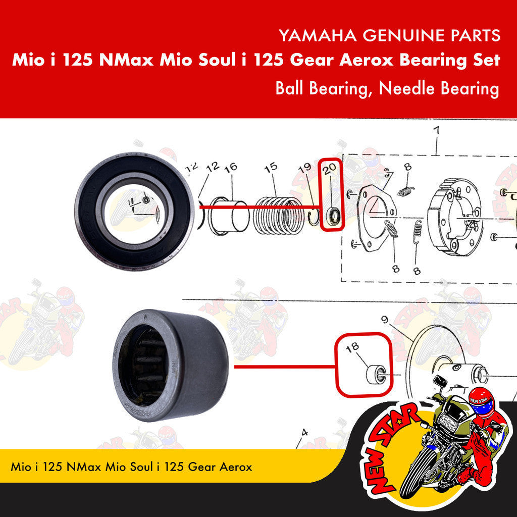 Mio i 125 NMax Mio Soul i 125 Gear Aerox Bearing Set | Genuine Yamaha parts