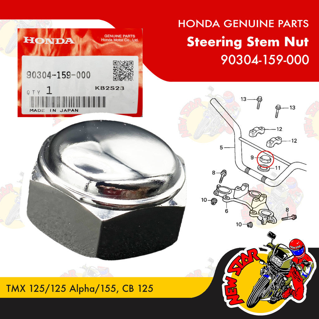 90304-159-000 | Steering Stem Nut | Genuine Honda parts | TMX 125/125 Alpha/155 CB 125