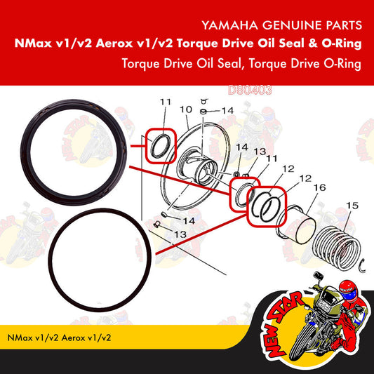 NMax v1/v2 Aerox v1/v2 Torque Drive Oil Seal & O-Ring Set | Genuine Yamaha parts
