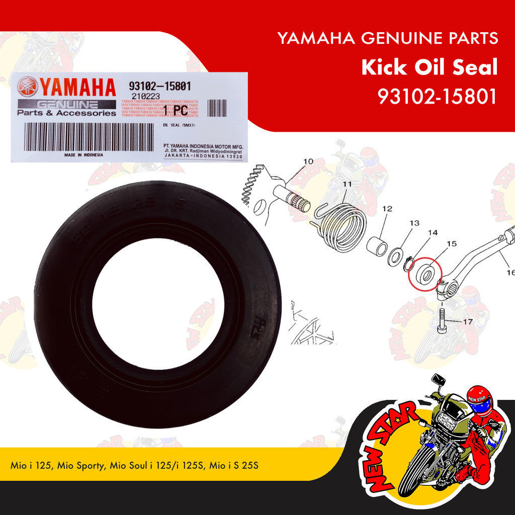 93102-15801 | Kick Oil Seal | Genuine Yamaha parts | Mio i 125 Mio Sporty Mio Soul i 125/i 125S