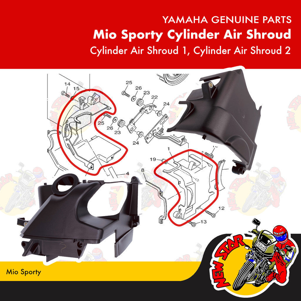 Mio Sporty Cylinder Air Shroud Set | Genuine Yamaha parts