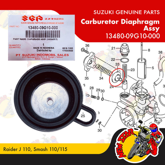 13480-09G10-000 | Carburetor Diaphragm Assy | Genuine Suzuki parts | Raider J 110 Smash 110/115