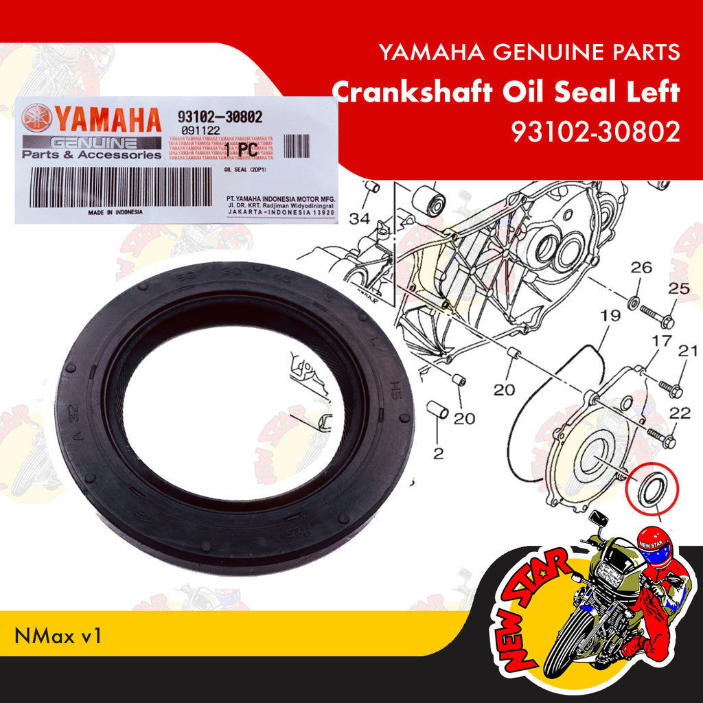 93102-30802 | Crankshaft Oil Seal Left | Genuine Yamaha parts | NMax v1