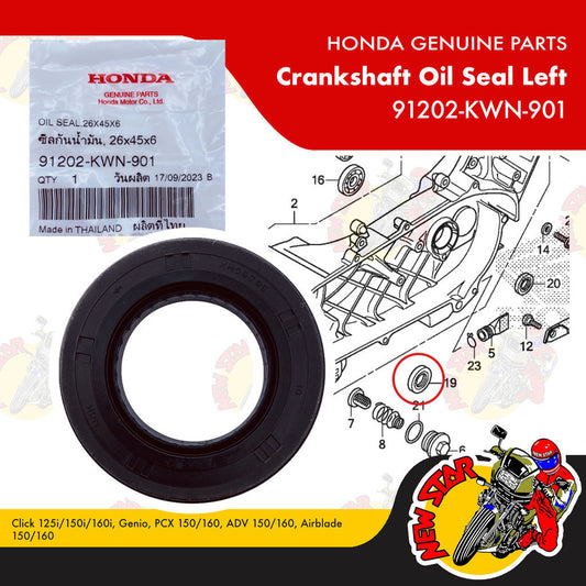 91202-KWN-901 | Crankshaft Oil Seal Left | Genuine Honda parts | Click 125i/150i PCX 150/160
