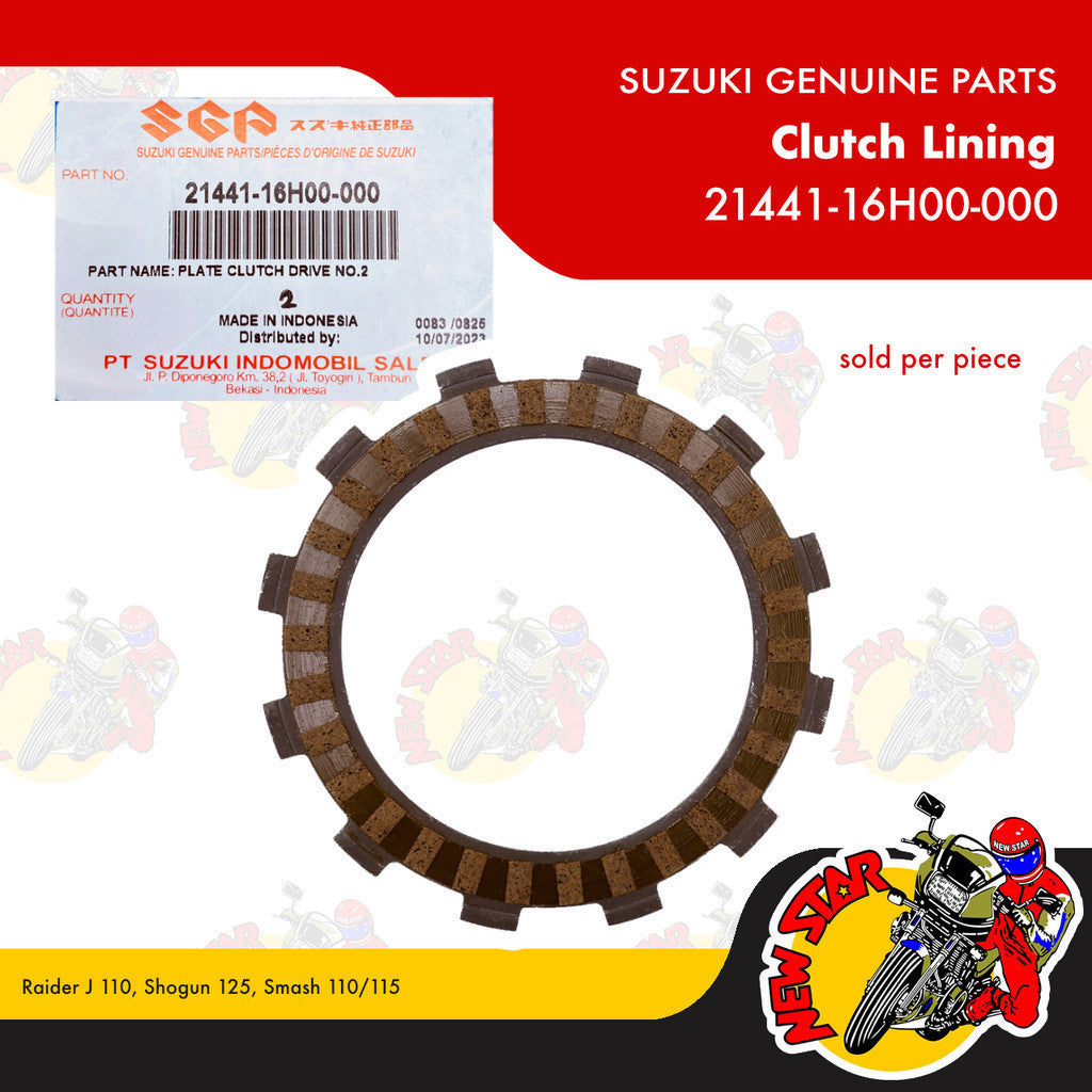 21441-16H00-000 | Clutch Lining | Genuine Suzuki parts | Raider J 110 Shogun 125 Smash 110/115