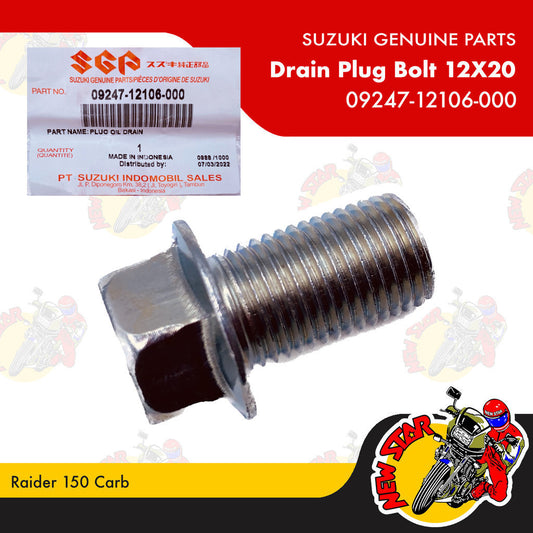 09247-12106-000 | Drain Plug Bolt 12X20 | Genuine Suzuki parts | Raider 150 Carb
