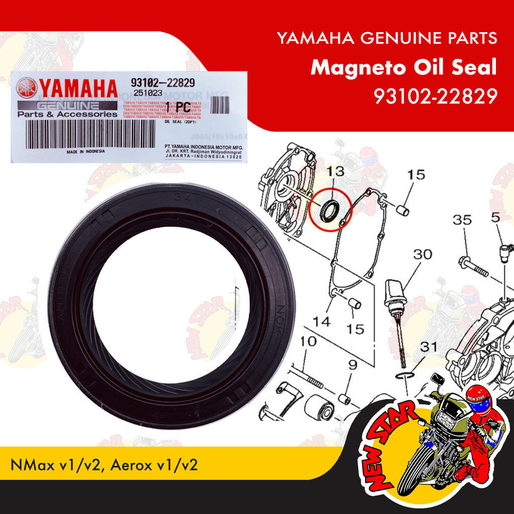 93102-22829 | Magneto Oil Seal | Genuine Yamaha parts | NMax v1/v2 Aerox v1/v2
