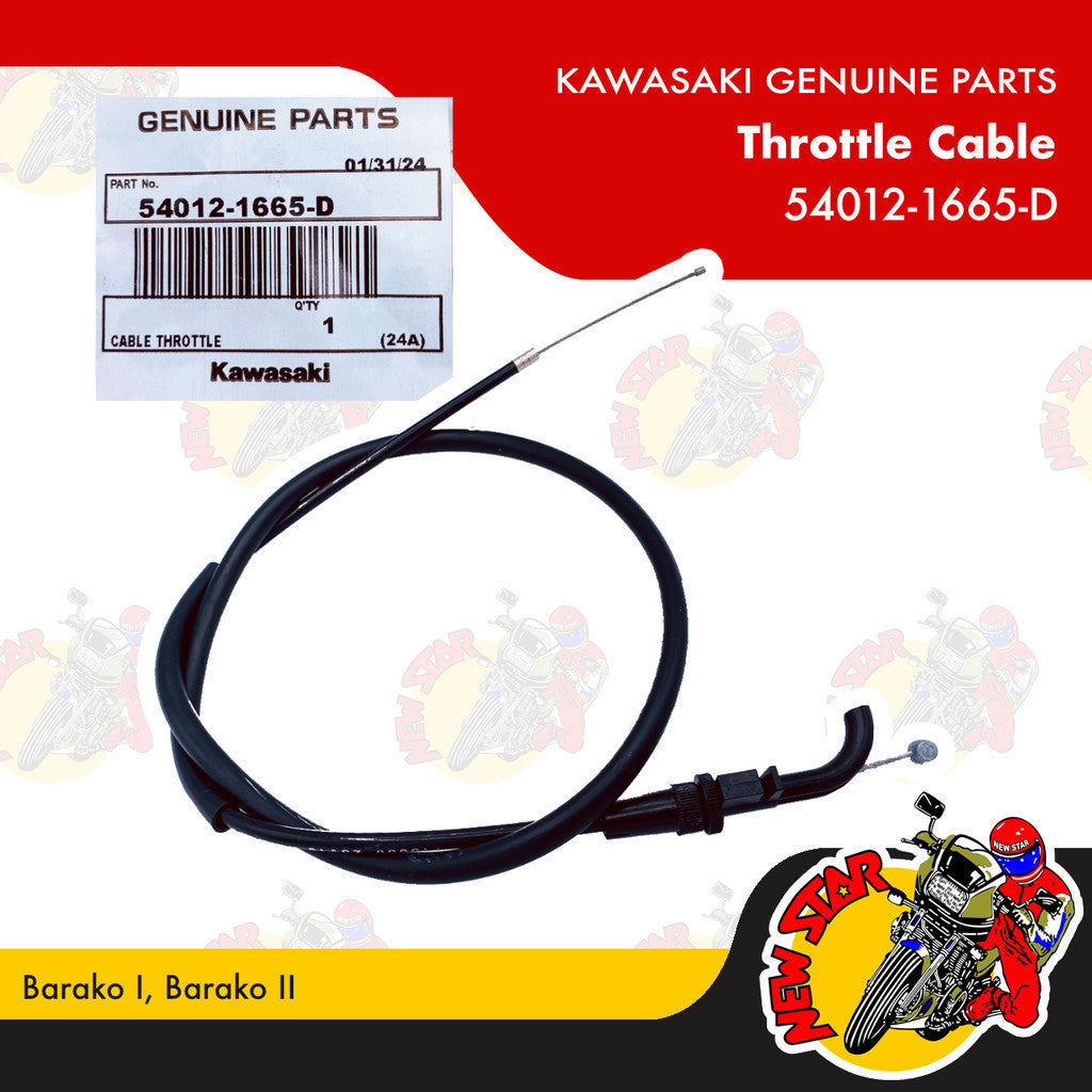 54012-1665-D | Throttle Cable | Genuine Kawasaki parts | Barako I Barako II