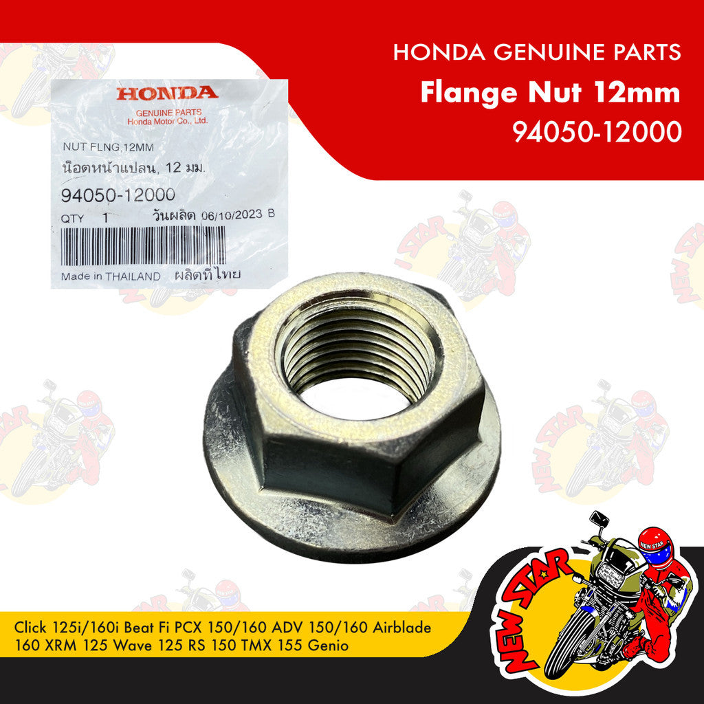 94050-12000 | Flange Nut 12mm | Genuine Honda parts | Click 125i/160i Beat Fi PCX 150/160 ADV 150