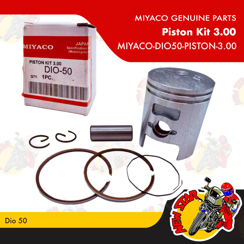 MIYACO-DIO50-PISTON-3.00 | Piston Kit 3.00 | Genuine Miyaco parts | Dio 50