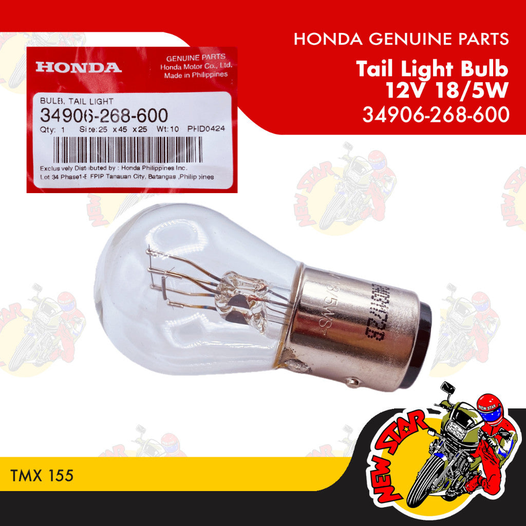 34906-268-600 | Tail Light Bulb 12V 18/5W | Genuine Honda parts | TMX 155