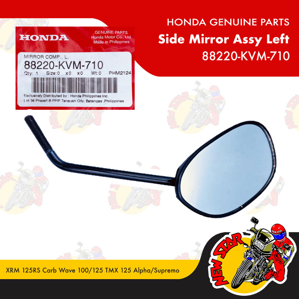 XRM 125RS Carb Wave 100/125 TMX 125 Alpha/Supremo Side Mirror Assy | Genuine Honda parts