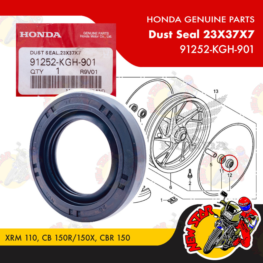 91252-KGH-901 | Dust Seal 23X37X7 | Genuine Honda parts | XRM 110 CB 150R/150X CBR 150