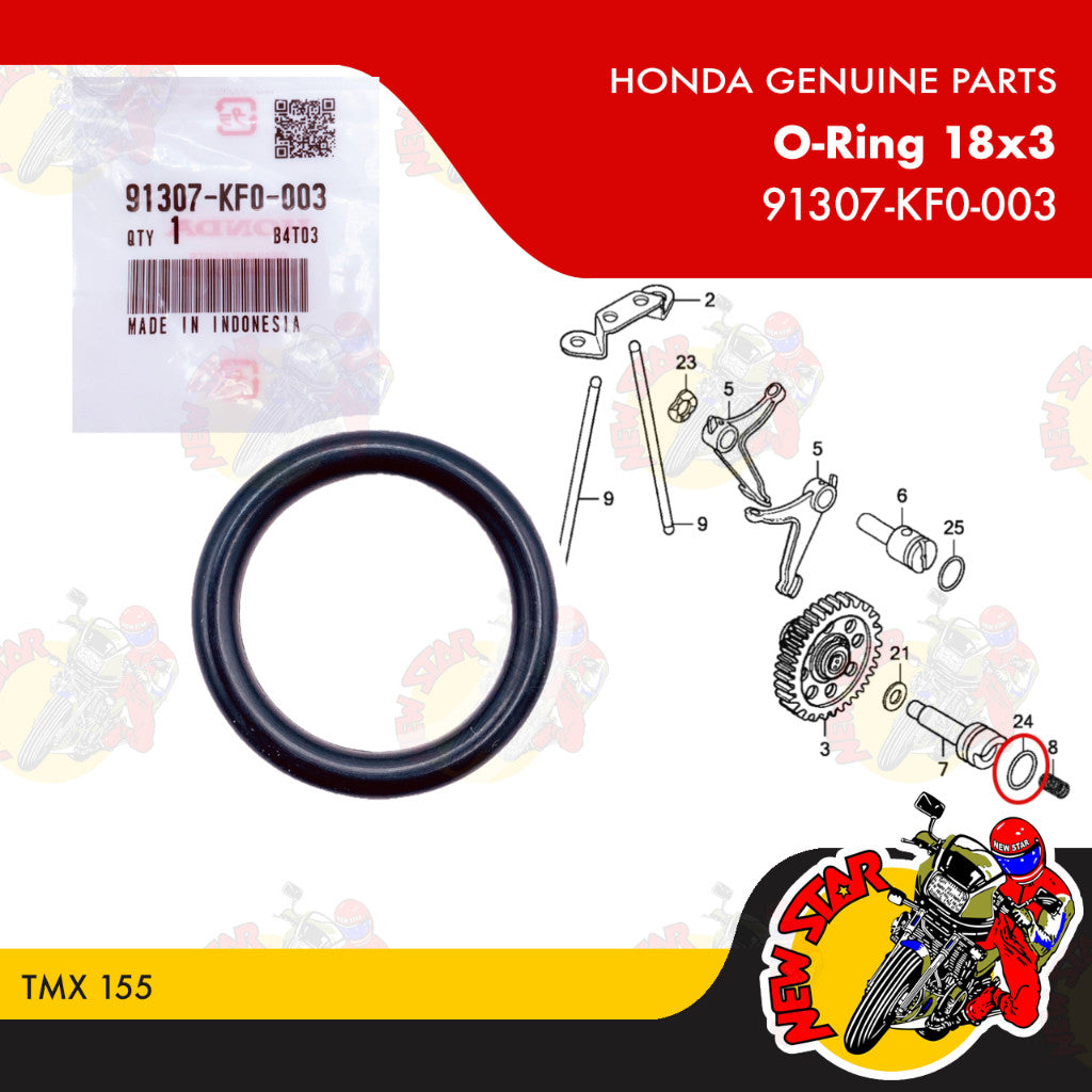 91307-KF0-003 | Camshaft O-Ring 18x3 | Genuine Honda parts | TMX 155