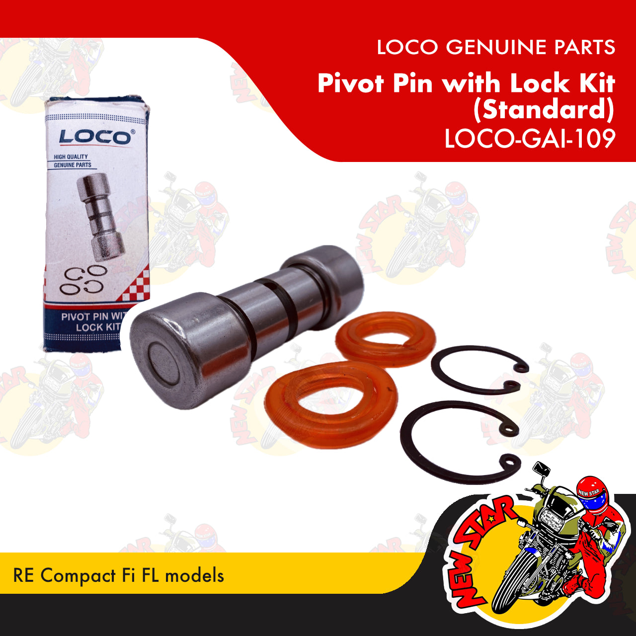 LOCO-GAI-109 | Pivot Pin with Lock Kit (Standard) | Genuine Loco parts | RE Compact Fi FL models