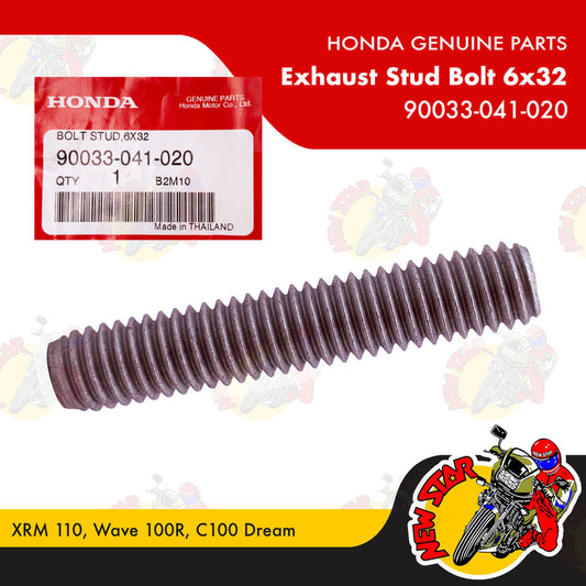 90033-041-020 | Exhaust Stud Bolt 6x32 | Genuine Honda parts | XRM 110 Wave 100R C100 Dream
