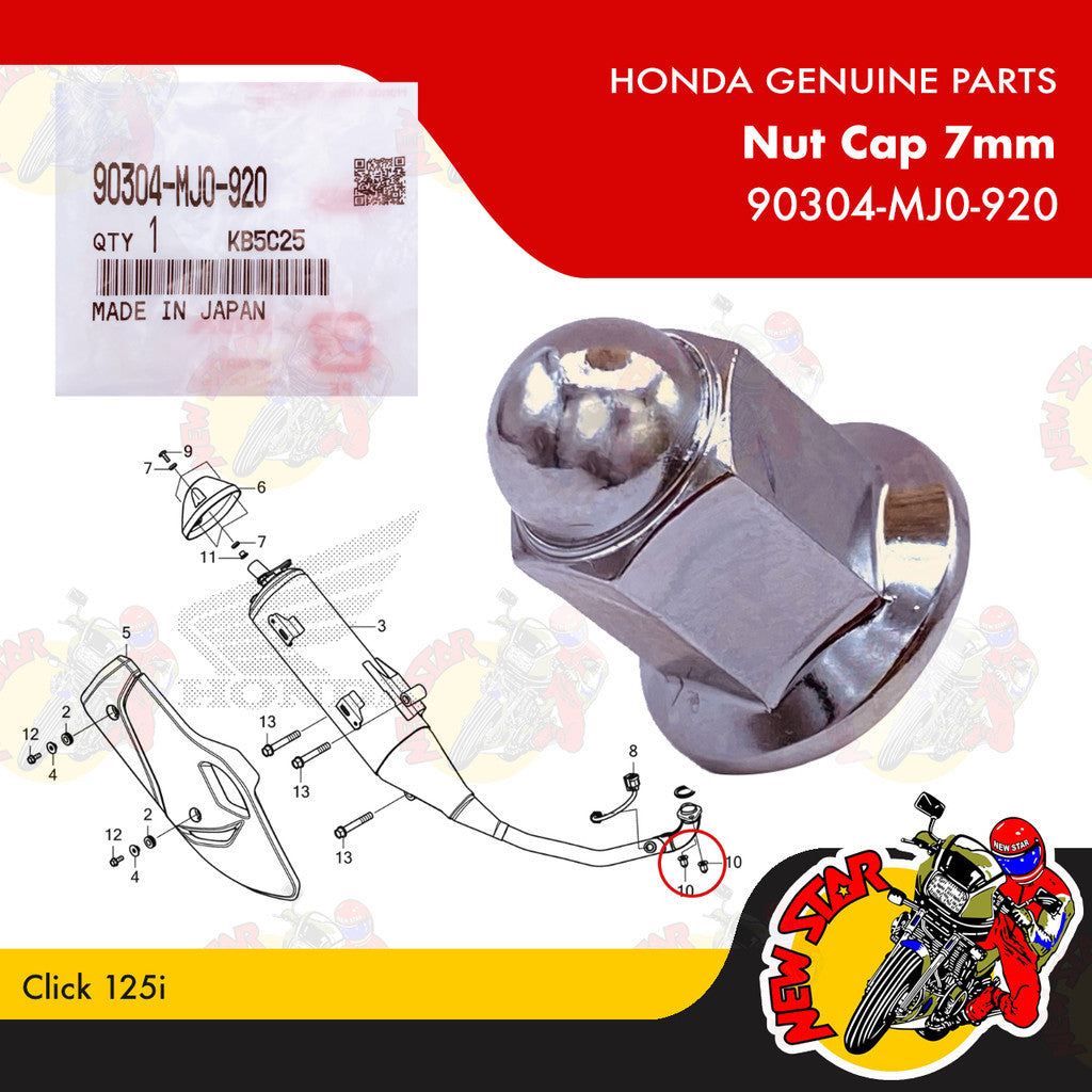 90304-MJ0-920 | Nut Cap 7mm | Genuine Honda parts | Click 125i