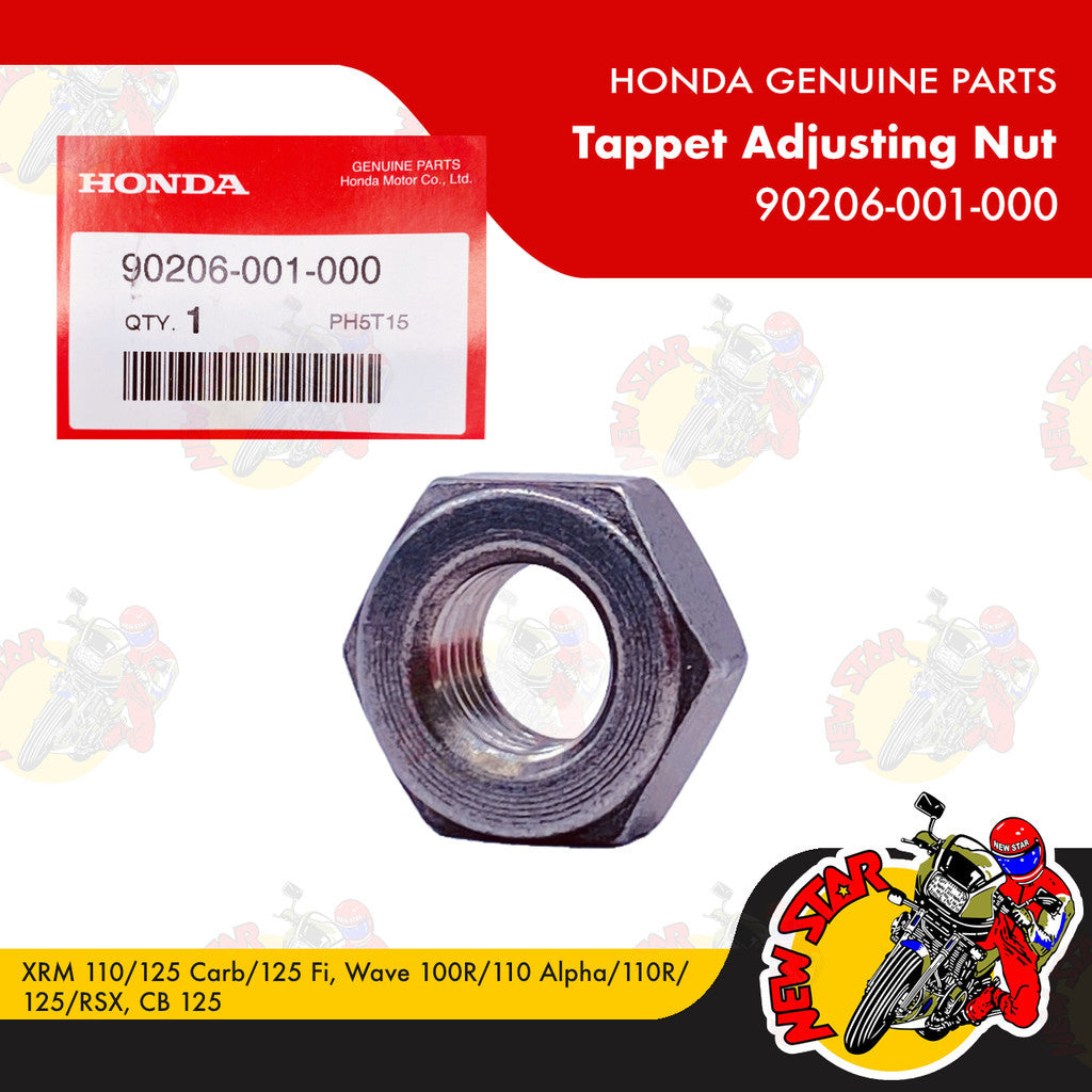 90206-001-000 | Tappet Adjusting Nut | Genuine Honda parts | XRM 110/125 Carb/125 Fi Wave 100R/125