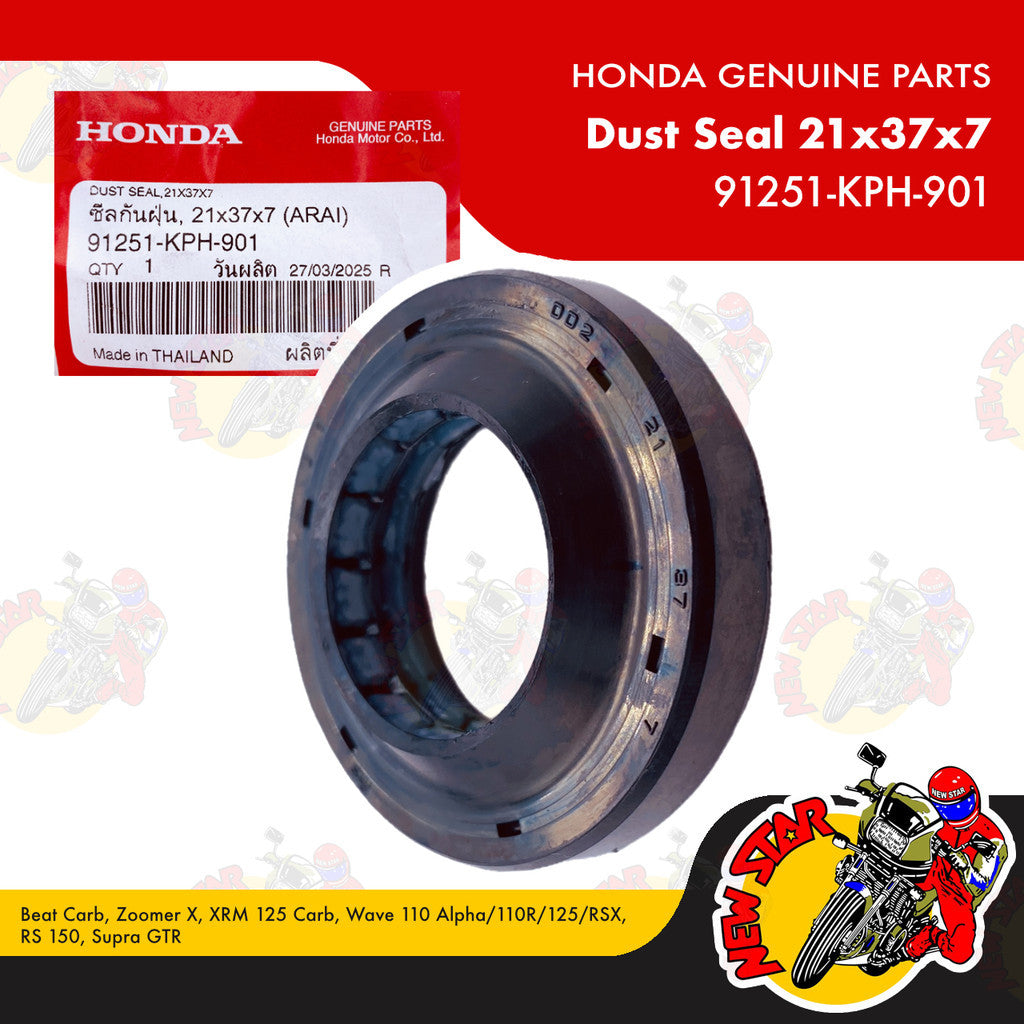 91251-KPH-901 | Dust Seal 21X37X7 | Genuine Honda parts | Beat Carb Zoomer X XRM 125 Carb Wave 125