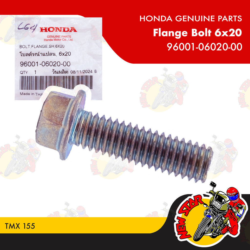 96001-06020-00 | Flange Bolt 6X20 | Genuine Honda parts | TMX 155