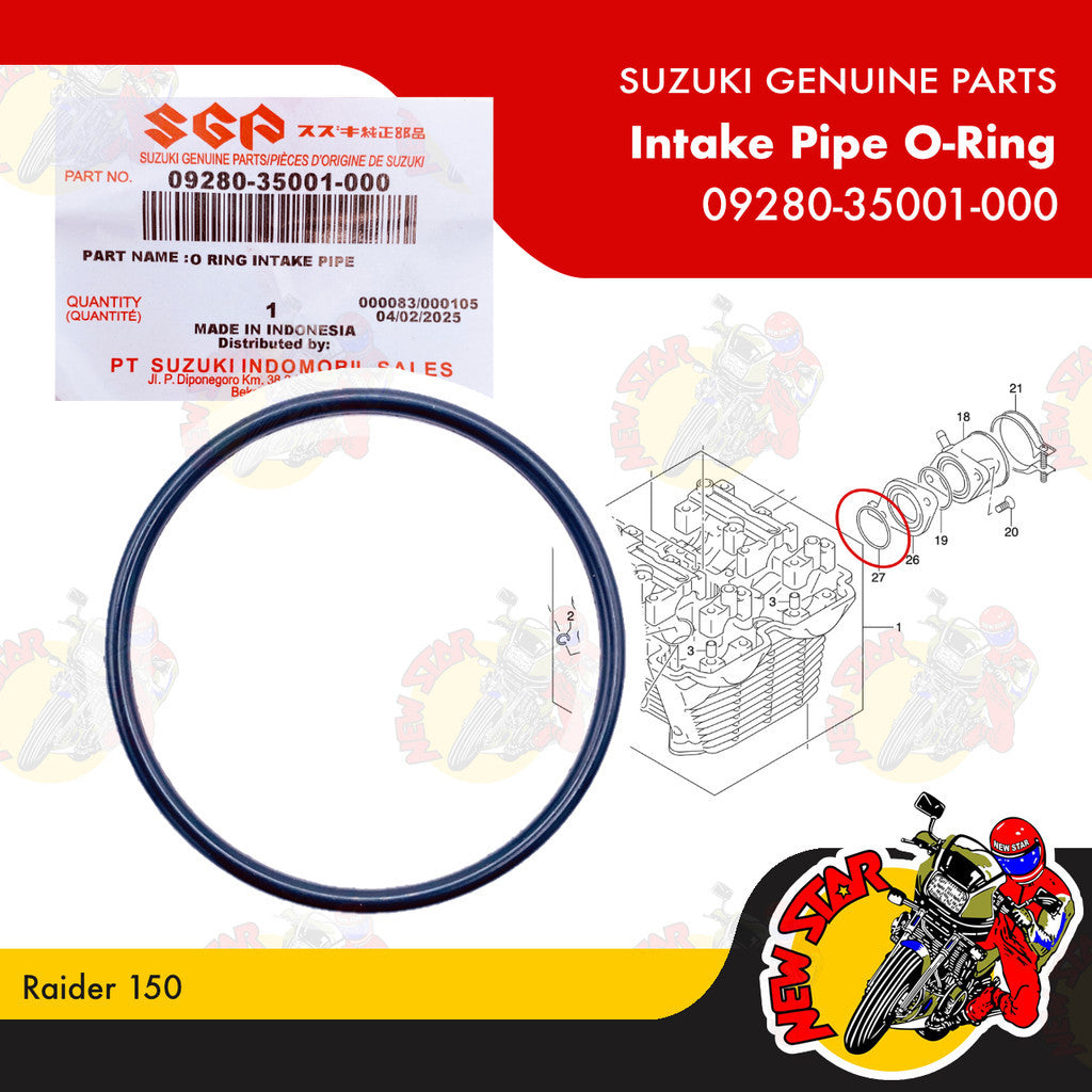 09280-35001-000 | Intake Pipe O-Ring | Genuine Suzuki parts | Raider 150