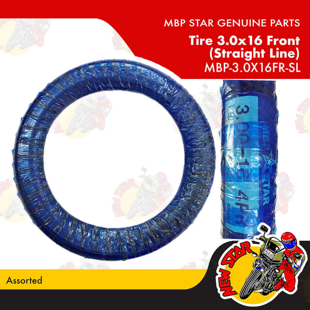 MBP-3.0x16Fr-SL | Tire 3.0x16 Front (Straight Line) | Genuine MBP Star parts | Assorted