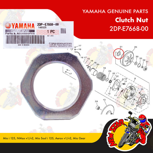 2DP-E7668-00 | Clutch Nut | Genuine Yamaha parts | Mio i 125 NMax v1/v2 Mio Soul i 125 Aerox v1/v2