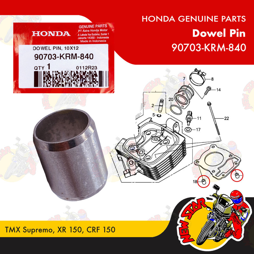 90703-KRM-840 | Dowel Pin | Genuine Honda parts | TMX Supremo XR 150 CRF 150