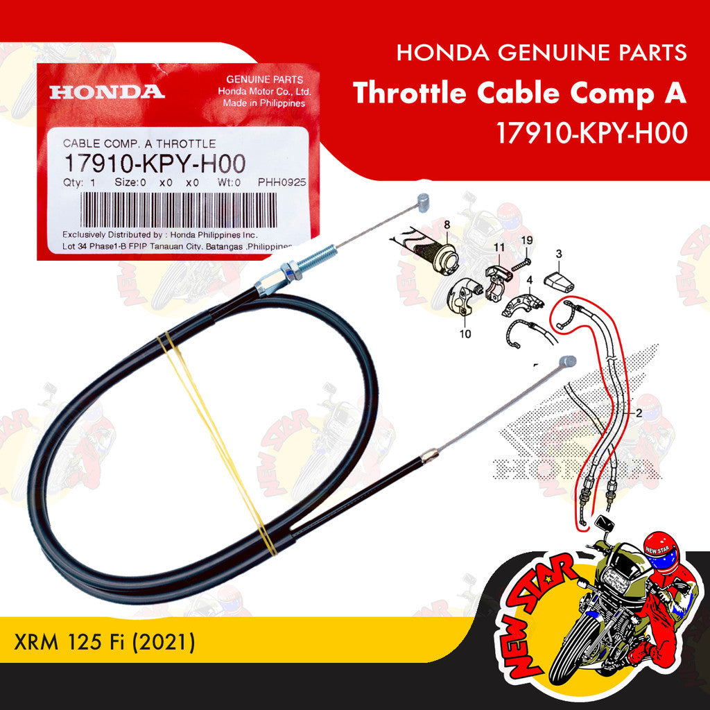 17910-KPY-H00 | Throttle Cable Comp A | Genuine Honda parts | XRM 125 Fi (2021)