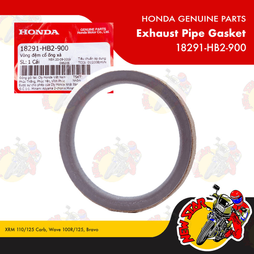 18291-HB2-900 | Exhaust Pipe Gasket | Genuine Honda parts | XRM 110/125 Carb Wave 100R/125 Bravo
