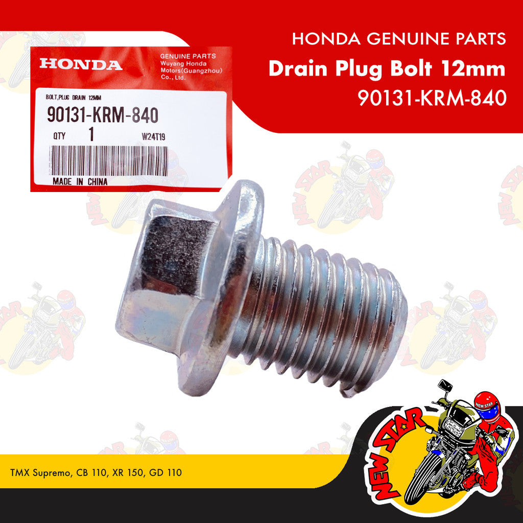 90131-KRM-840 | Drain Plug Bolt 12Mm | Genuine Honda parts | TMX Supremo CB 110 XR 150 GD 110