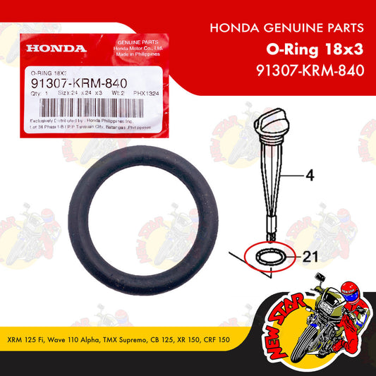 91307-KRM-840 | O-Ring 18X3 | Genuine Honda parts | XRM 125 Fi Wave 110 Alpha TMX Supremo CB 125