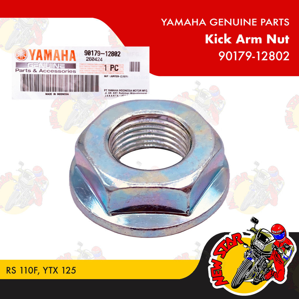 90179-12802 | Kick Arm Nut | Genuine Yamaha parts | RS 110F YTX 125