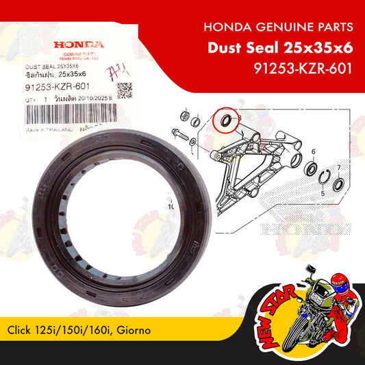 91253-KZR-601 | Dust Seal 25x35x6 | Genuine Honda parts | Click 125i/150i/160i Giorno